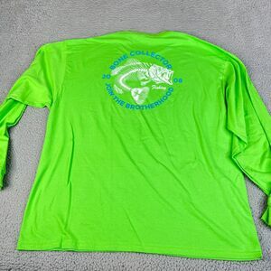 Bone Collector T Shirt Mens XL Lime Green Long Sleeve Fishing Logo Graphic Print